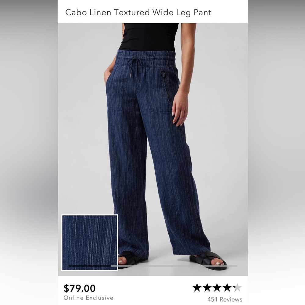 Athleta Cabo Linen Textured Wide Leg Pant